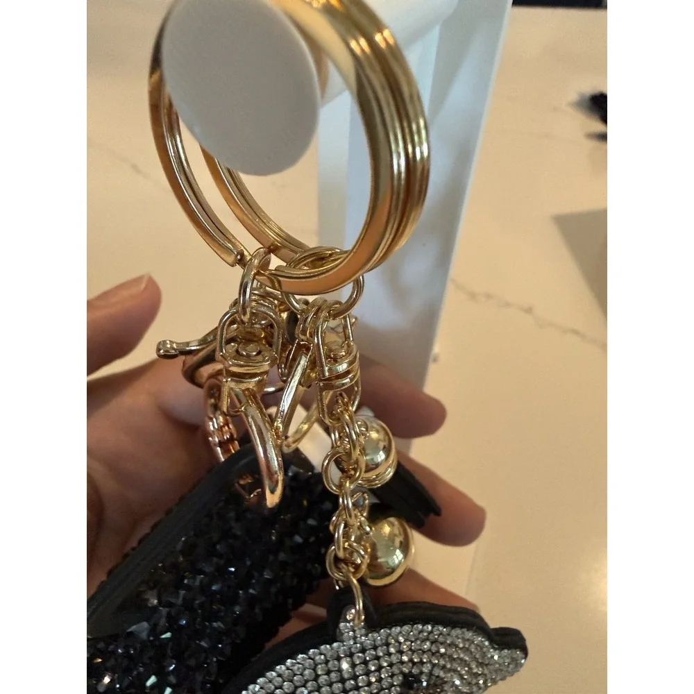 Penguin Rhinestone Charm Key Chain Keyring - Metal, Gold/Black/Silver/Orange